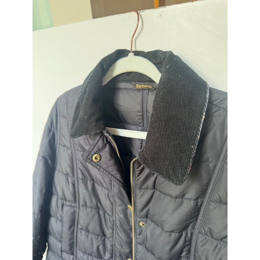 Barbour Winterton Quilted Utility Jacket Black Bird Owl Collar us 12 / uk 16 - Picture 2 of 7